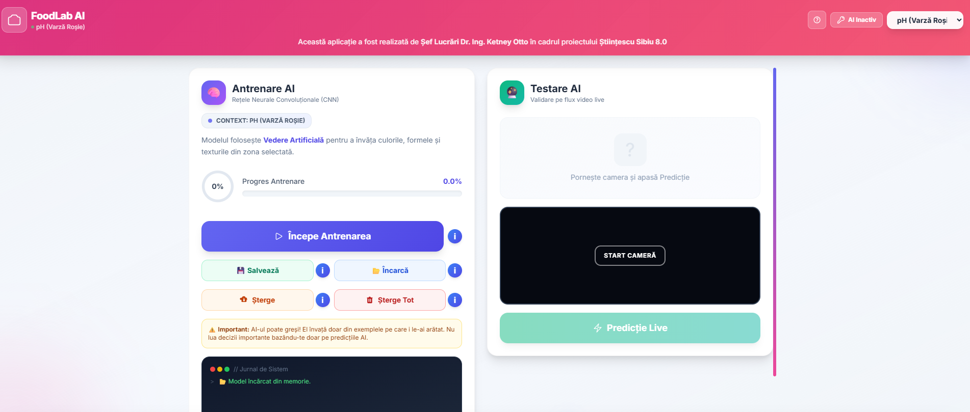 AI Lab cu antrenare și testare model