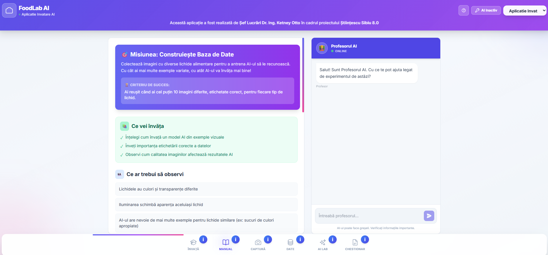 Manual general FoodLab AI cu misiuni și obiective